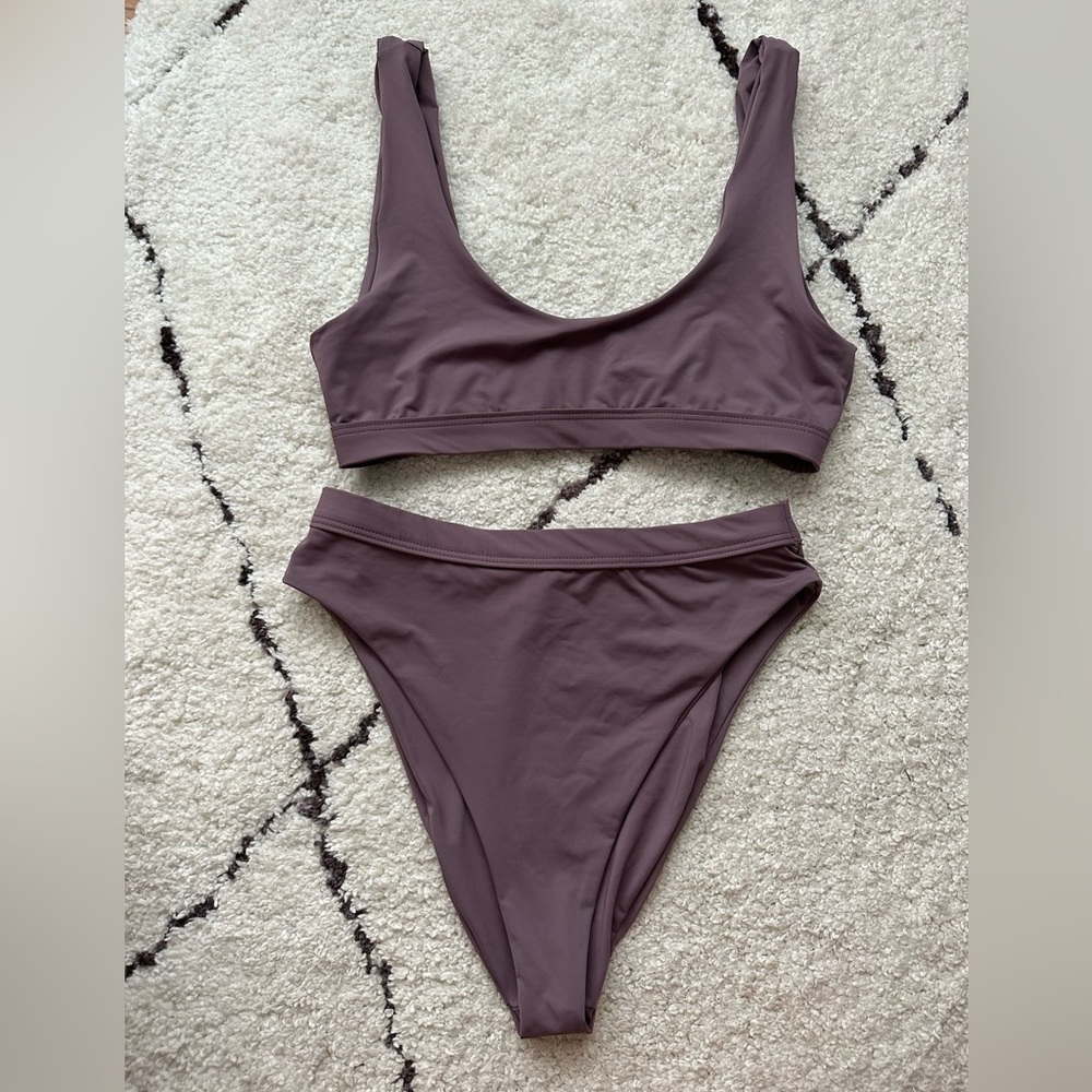 Surf shop high waisted bikini set in purple, size small